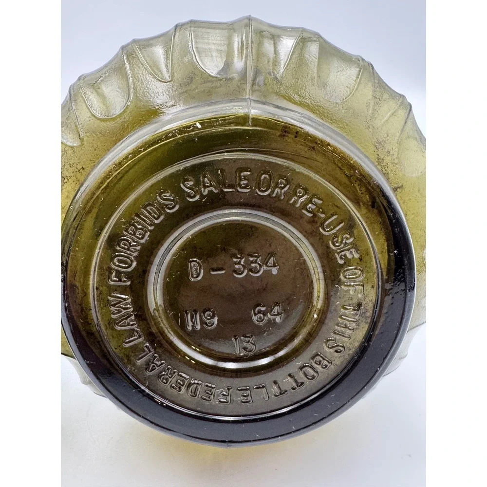 Vintage Olive Green Genie Bottle Decanters Set of 2 Mid Century Glass D-334 1964